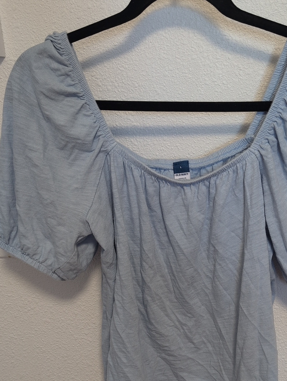 Old Navy Pale Cashmere Blue Off-Shoulder Peasant Blouse